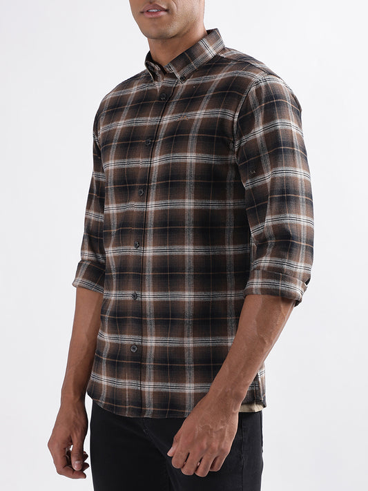 Lindbergh Brown Checked Relaxed Fit Shirt