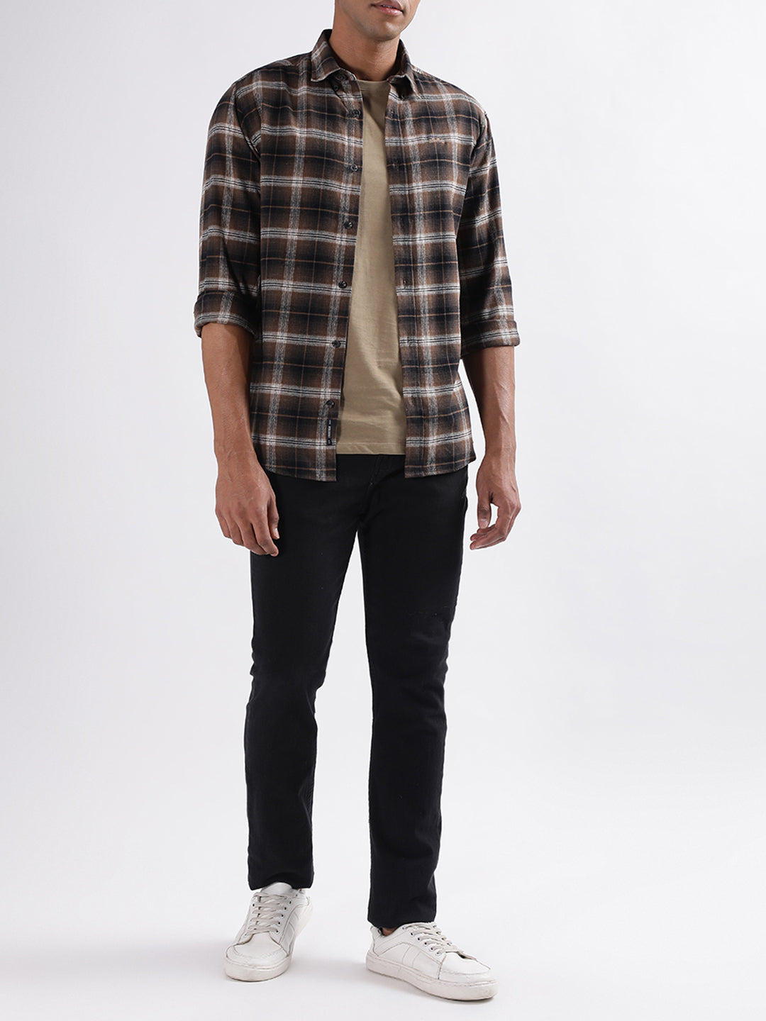 Lindbergh Brown Checked Relaxed Fit Shirt