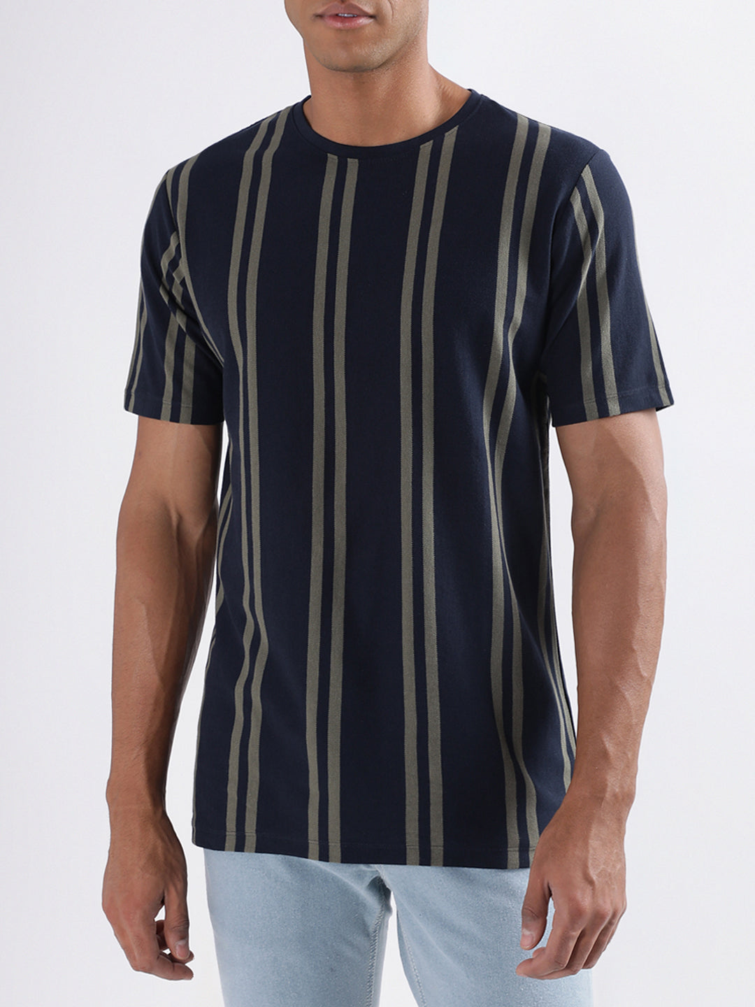 Lindbergh Blue Striped Oversize Fit T-Shirt