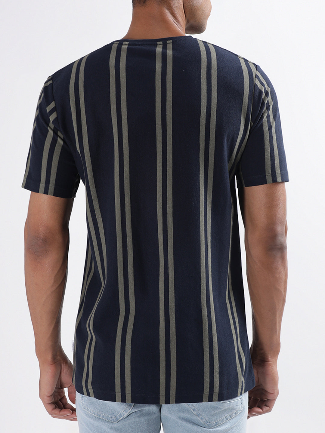 Lindbergh Blue Striped Oversize Fit T-Shirt