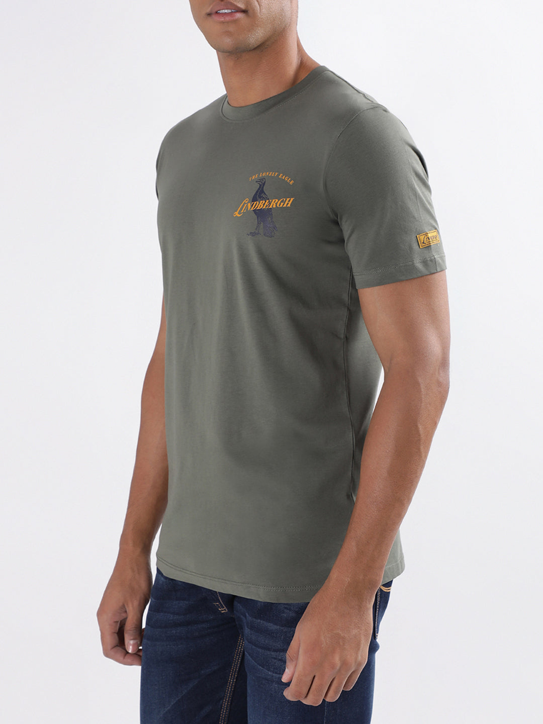 Lindbergh Olive Logo Relaxed Fit T-Shirt