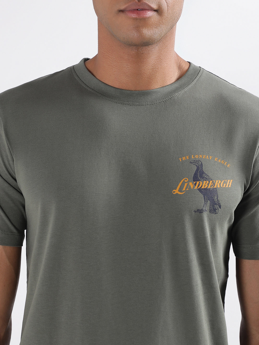 Lindbergh Olive Logo Relaxed Fit T-Shirt