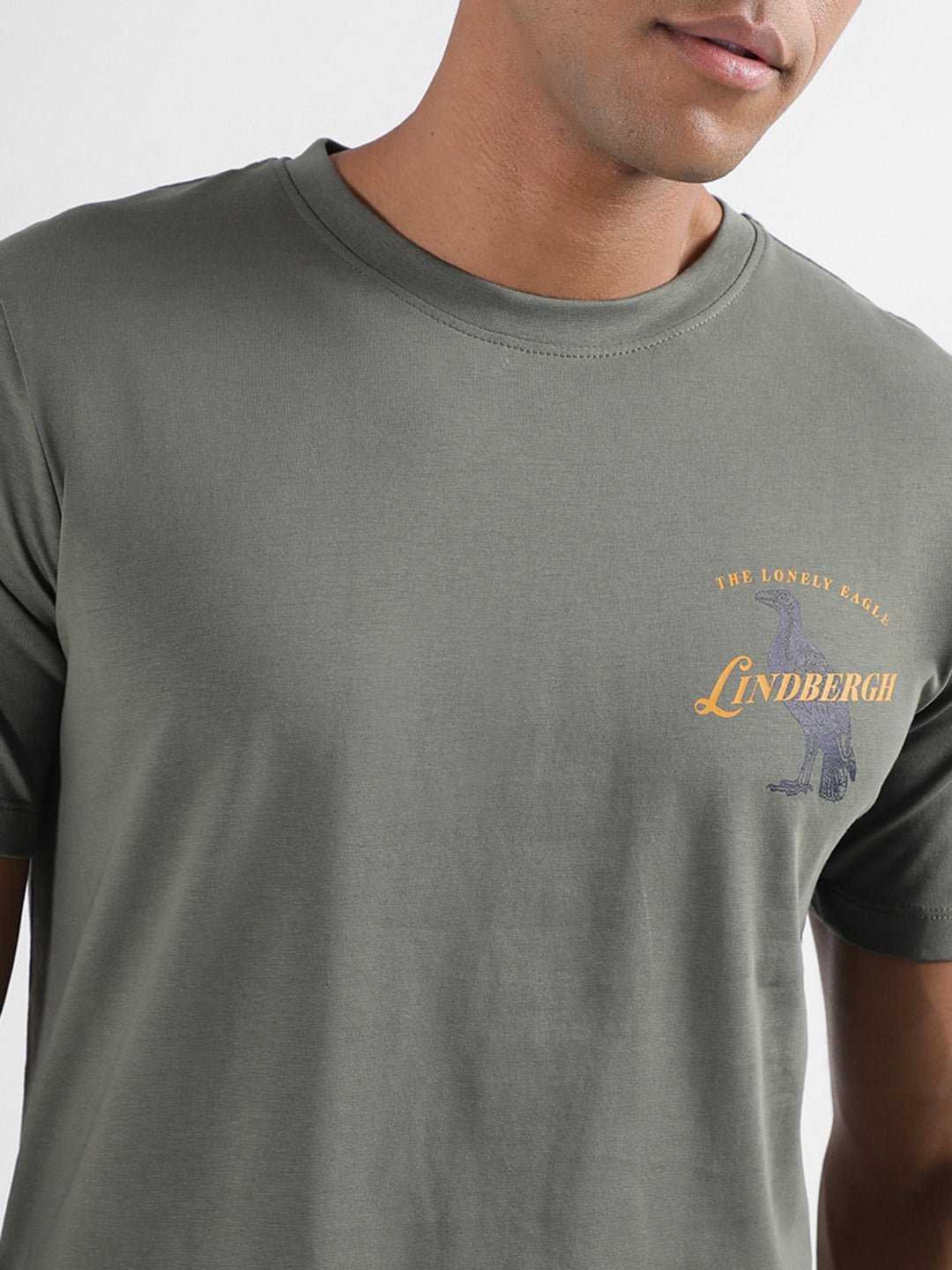 Lindbergh Olive Logo Relaxed Fit T-Shirt