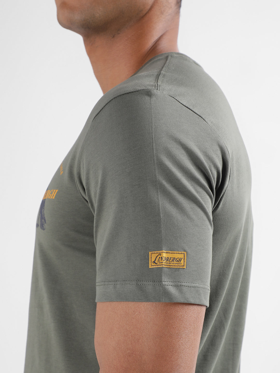 Lindbergh Olive Logo Relaxed Fit T-Shirt