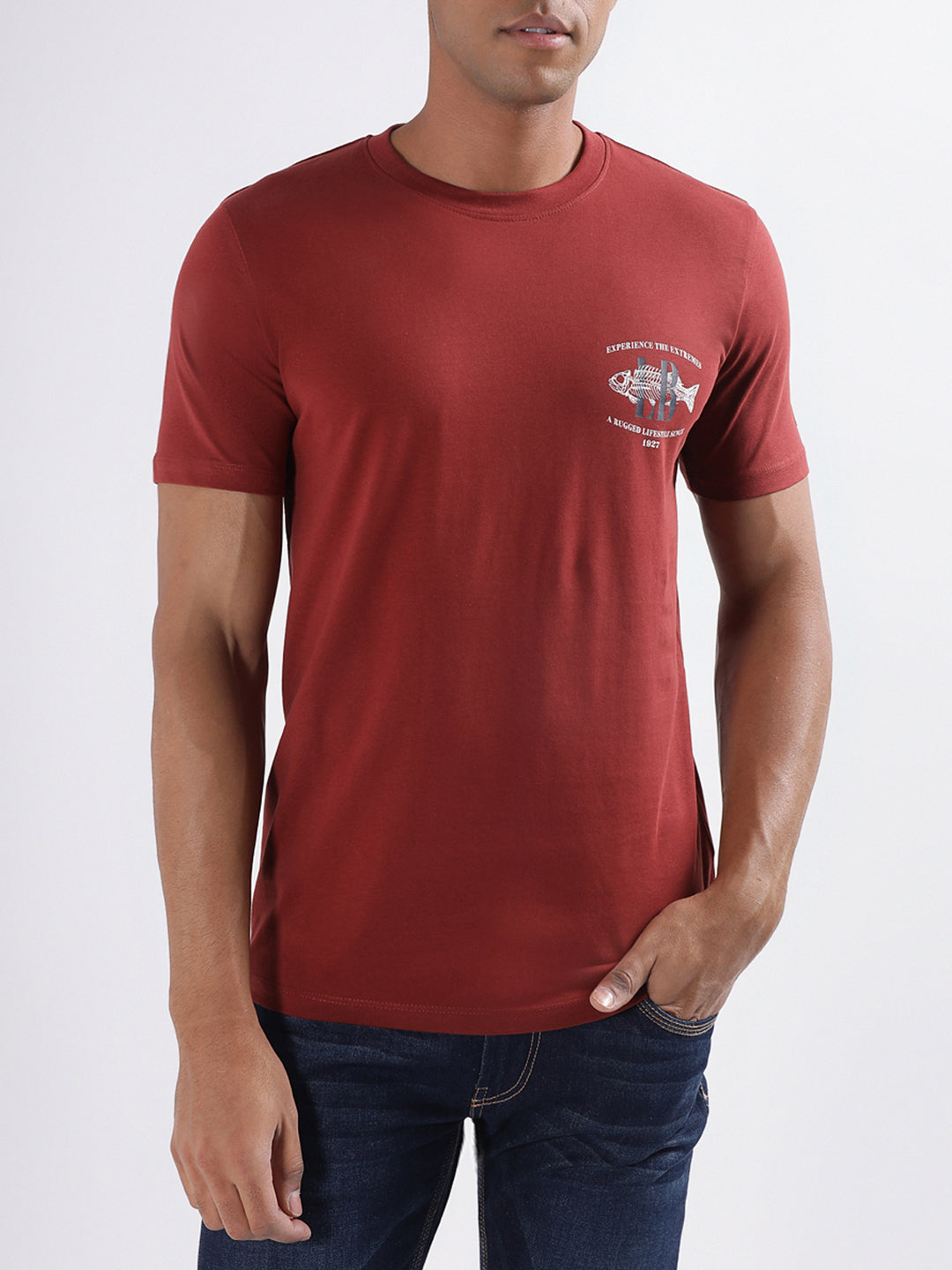 Lindbergh Maroon Relaxed Fit T-Shirt