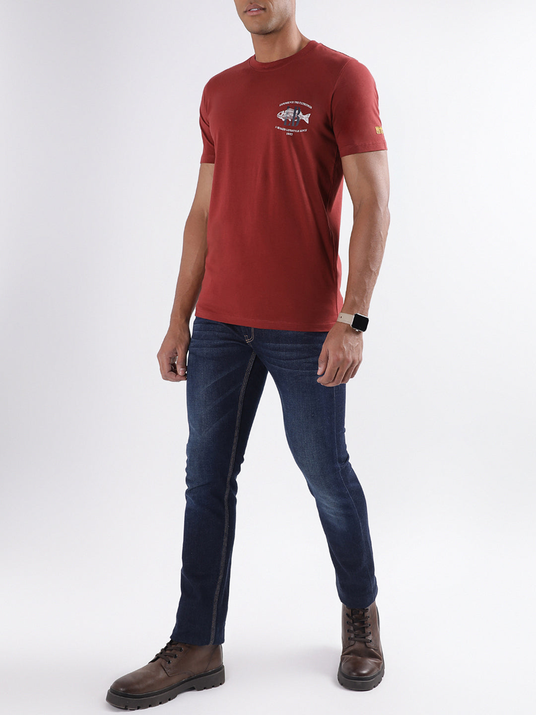 Lindbergh Maroon Relaxed Fit T-Shirt