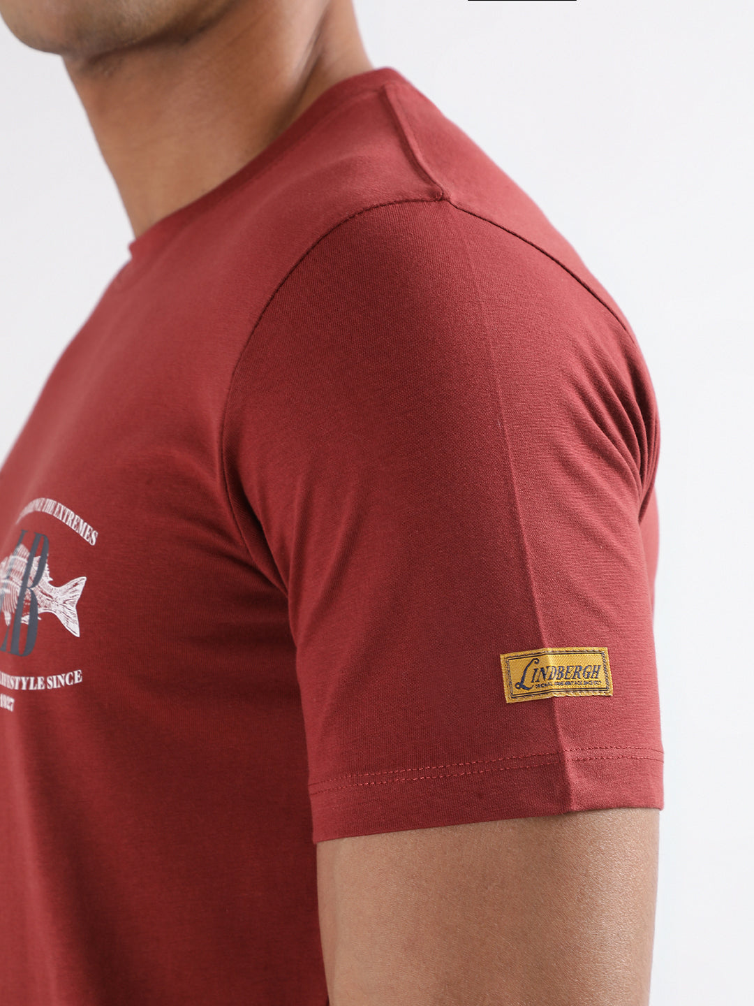 Lindbergh Maroon Relaxed Fit T-Shirt