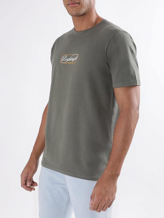 Lindbergh Olive Logo Relaxed Fit T-Shirt