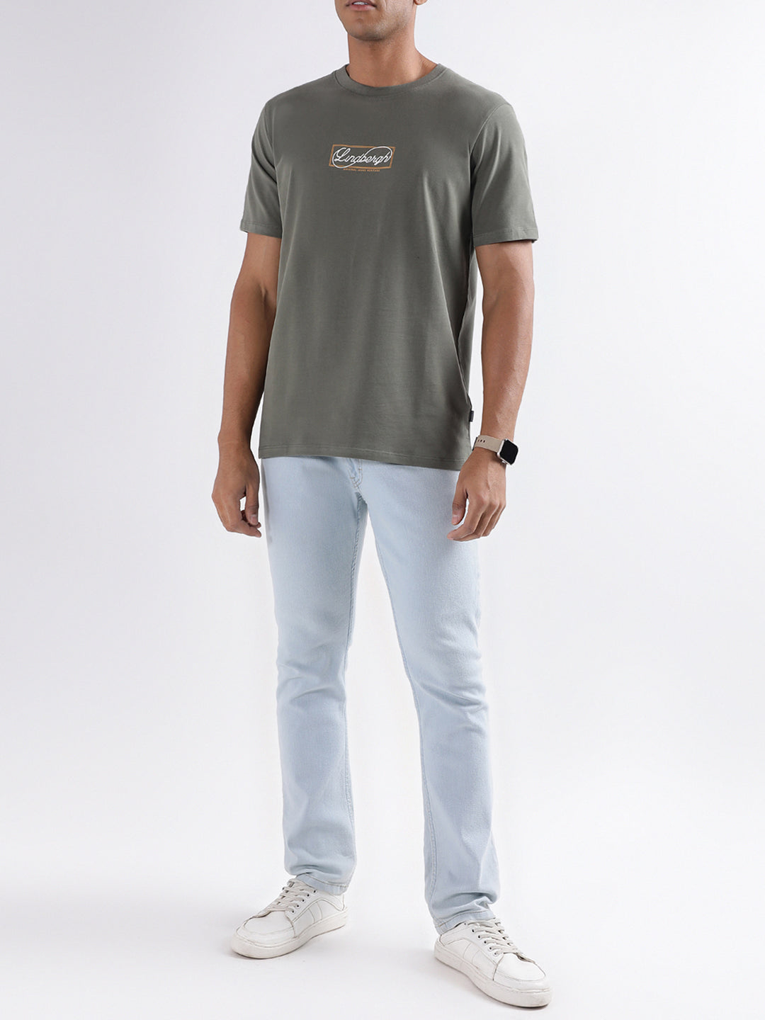 Lindbergh Olive Logo Relaxed Fit T-Shirt