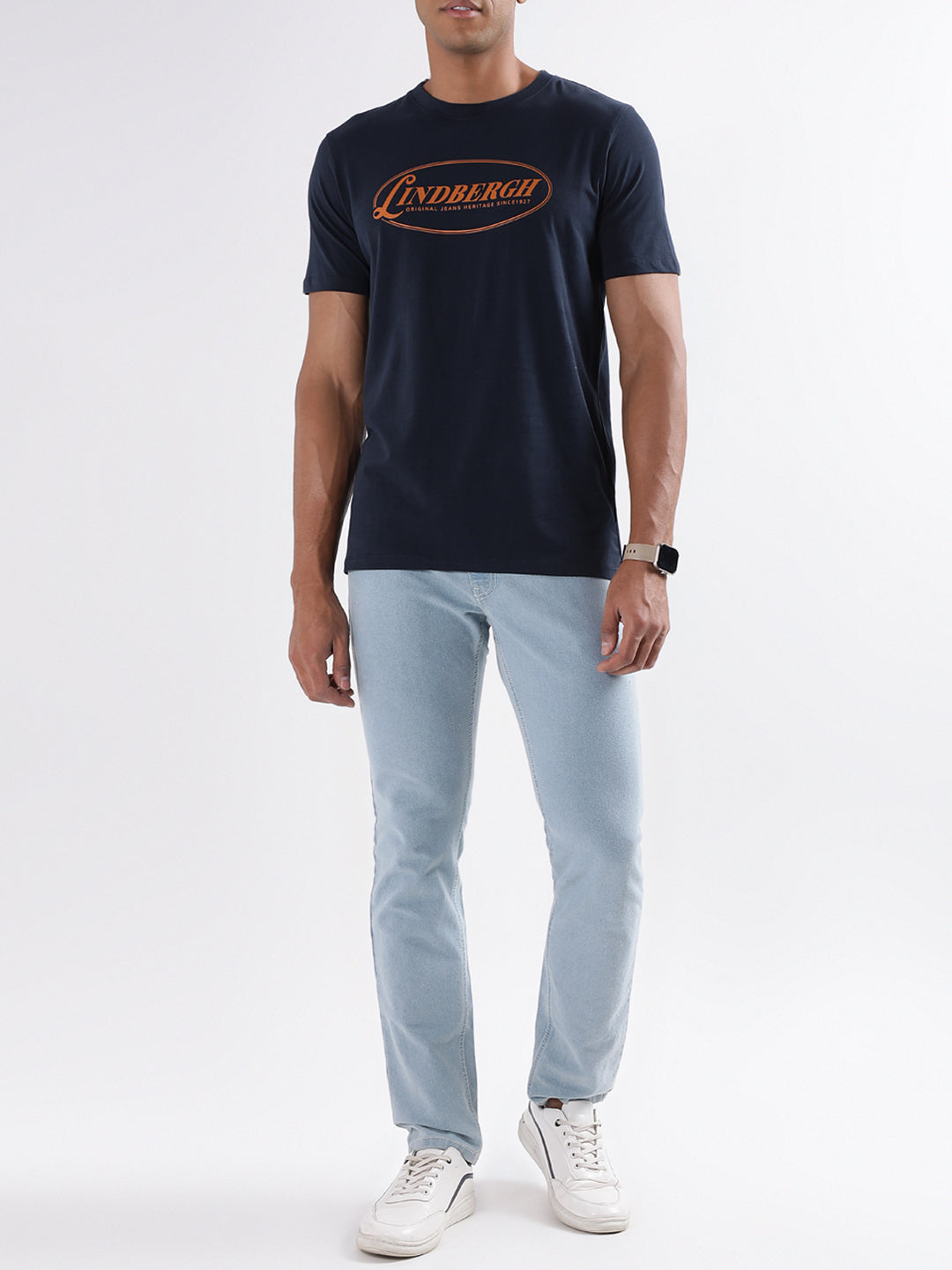 Lindbergh Blue Logo Relaxed Fit T-Shirt