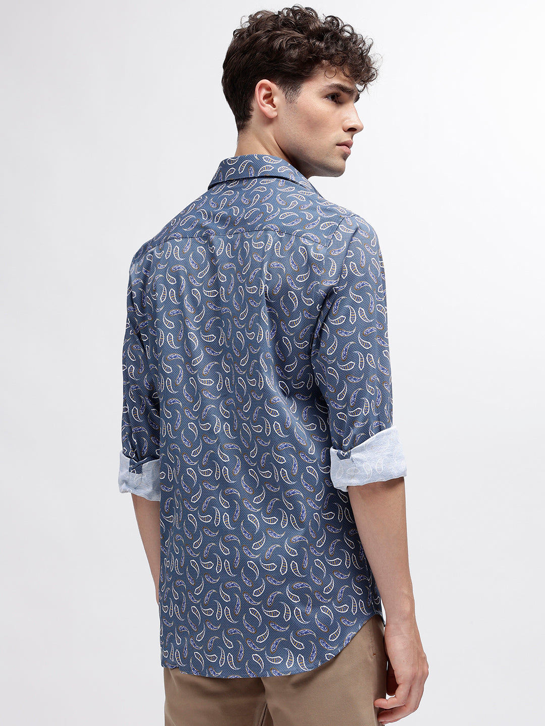 Matinique Blue Printed Regular Fit Placket Shirt