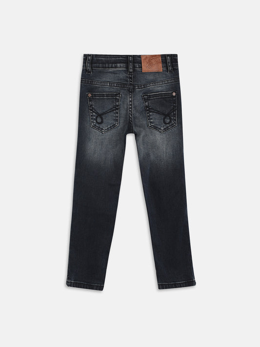 Blue Giraffe Boys Blue Solid Slim Fit Jeans