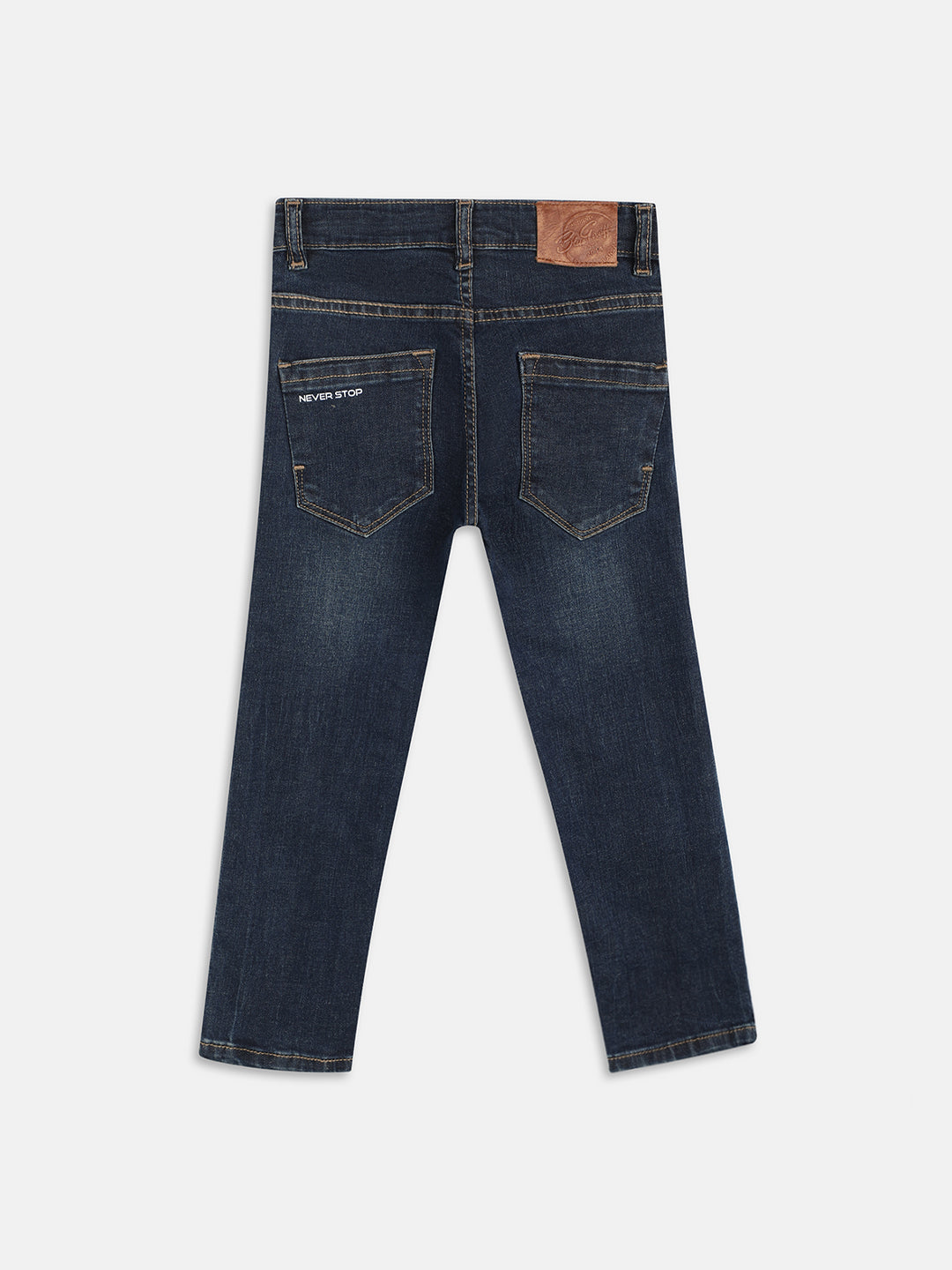 Blue Giraffe Boys Blue Solid Straight Fit Jeans