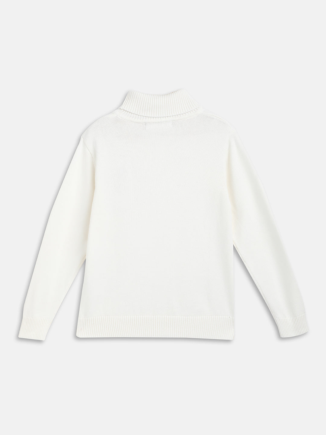 Blue Giraffe Boys Off White  Solid Turtle Neck Sweater