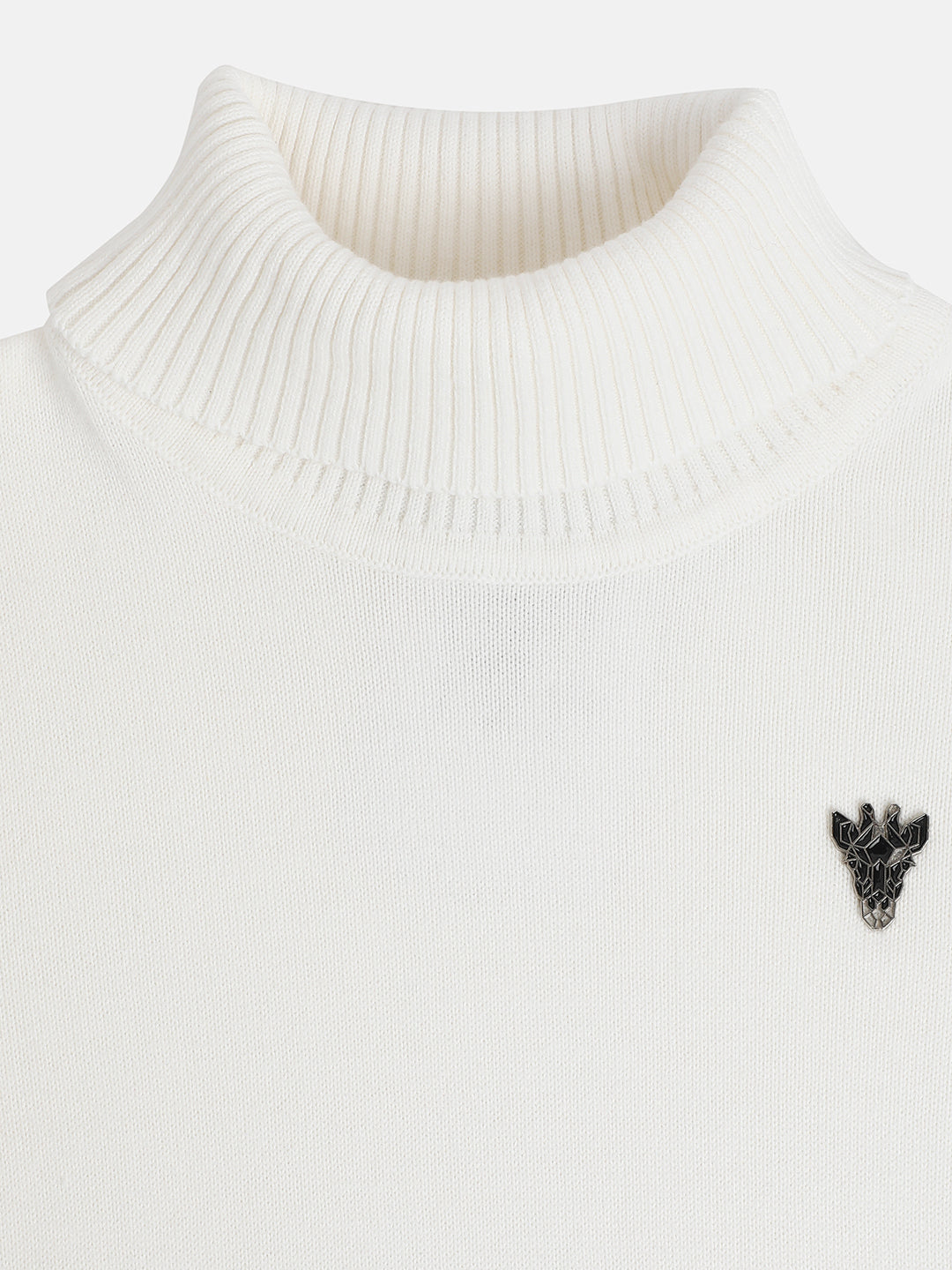 Blue Giraffe Boys Off White  Solid Turtle Neck Sweater