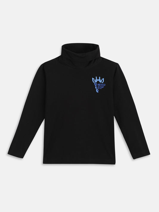 Blue Giraffe Kids Black Logo Regular Fit T-Shirt