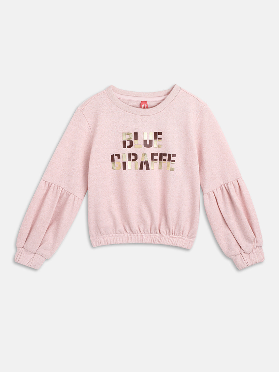 Blue Giraffe Girls Pink Solid Round Neck Sweatshirt