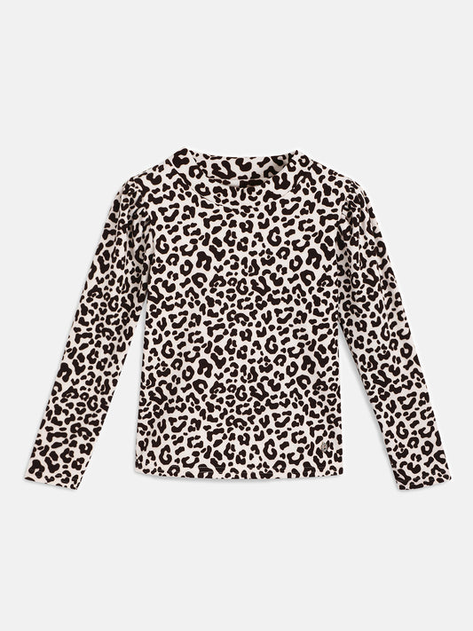 Elle Kids Wine & White Animal Print Straight Fit Top