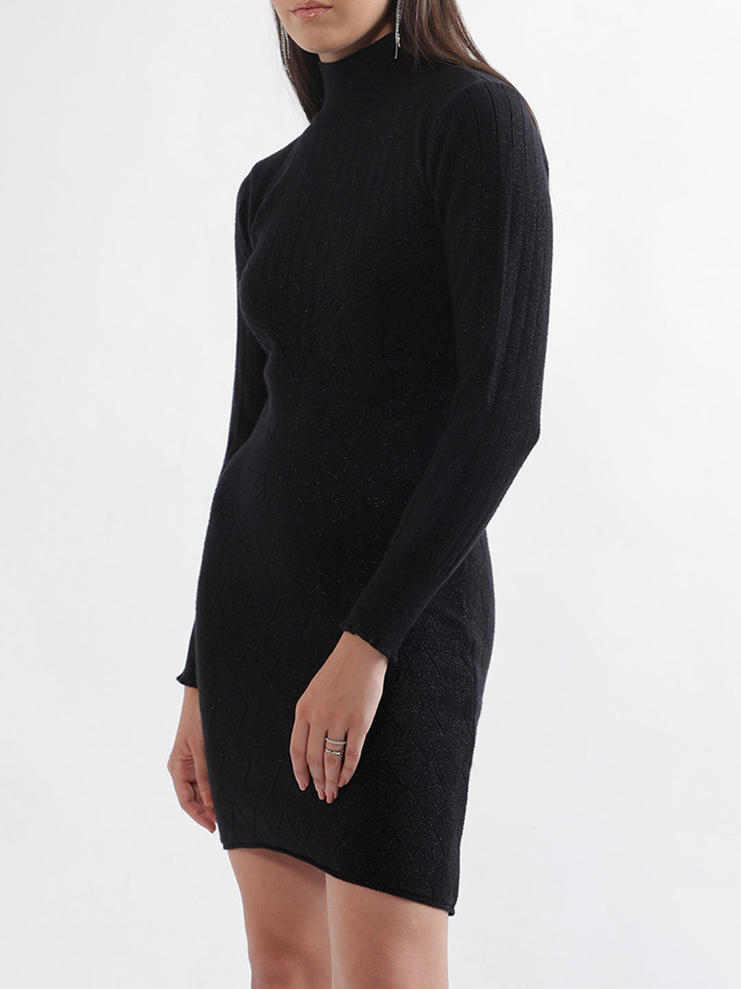 Centre Stage Women Black Solid Collar Dress