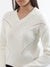 Centre Stage Women Cream Printed V Neck Sweater