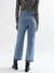 Elle Women Blue Solid Straight Fit Jeans