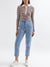 Elle Women Blue Solid Relaxed Fit Jeans