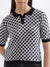 Elle Black, White & Grey Houndstooth Relaxed Fit Top