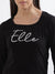 Elle Women Black Solid Square Neck Top