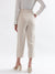 Centre Stage Women Cream Solid Straight Fit Trouser