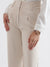 Centre Stage Women Cream Solid Straight Fit Trouser