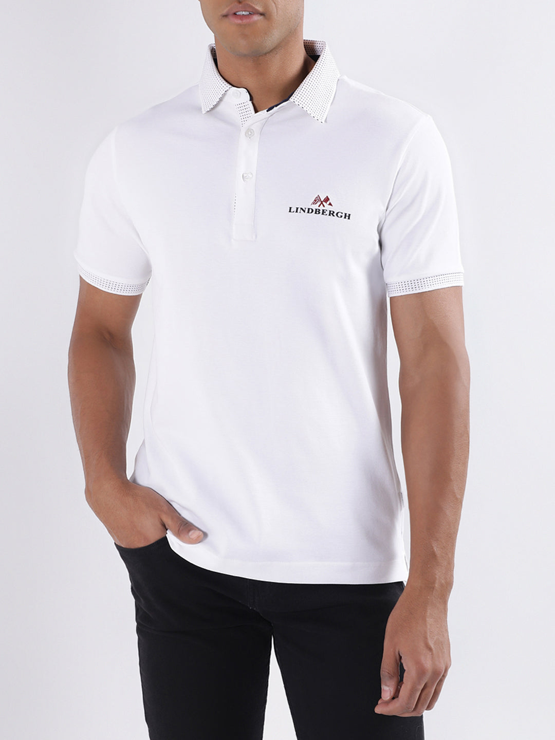 Lindbergh White Regular Fit Polo T-Shirt