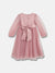 Blue Giraffe Girls Pink Solid Round Neck Dress