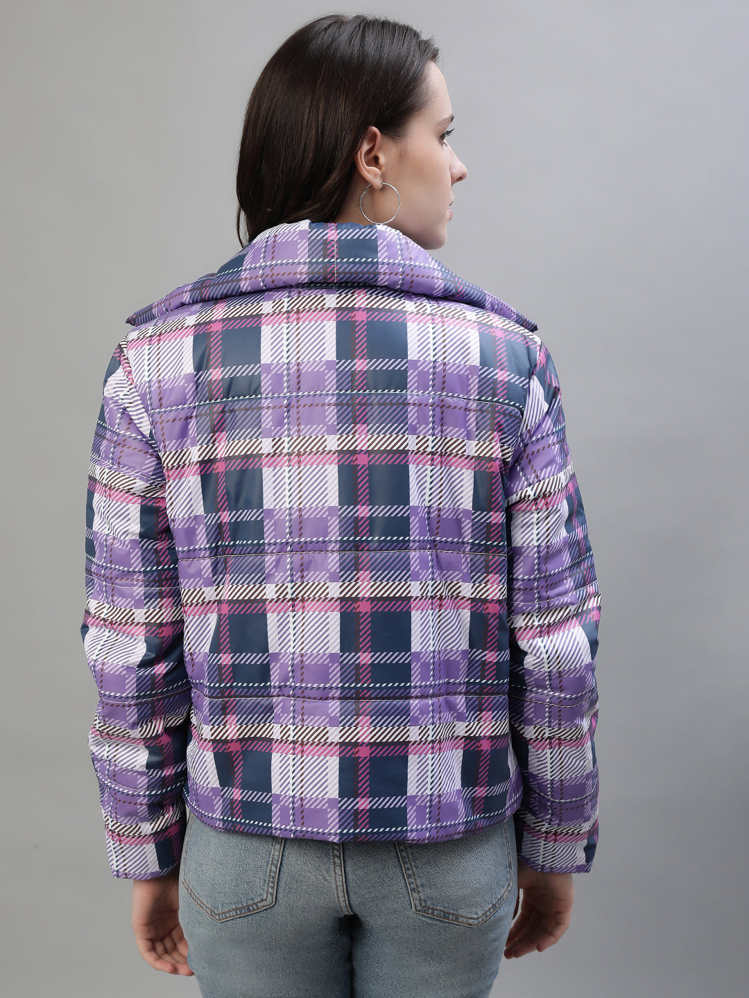 Iconic Women Multi Checked Collar Jacket