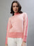 Iconic Women Pink Checked Turtle Neck Sweater