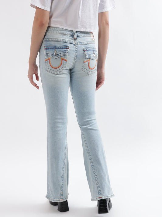 True Religion Women Blue Washed Flared Jeans