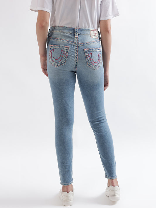 True Religion Women Blue Washed Skinny Jeans