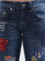 True Religion Women Blue Printed Straight Fit Jeans