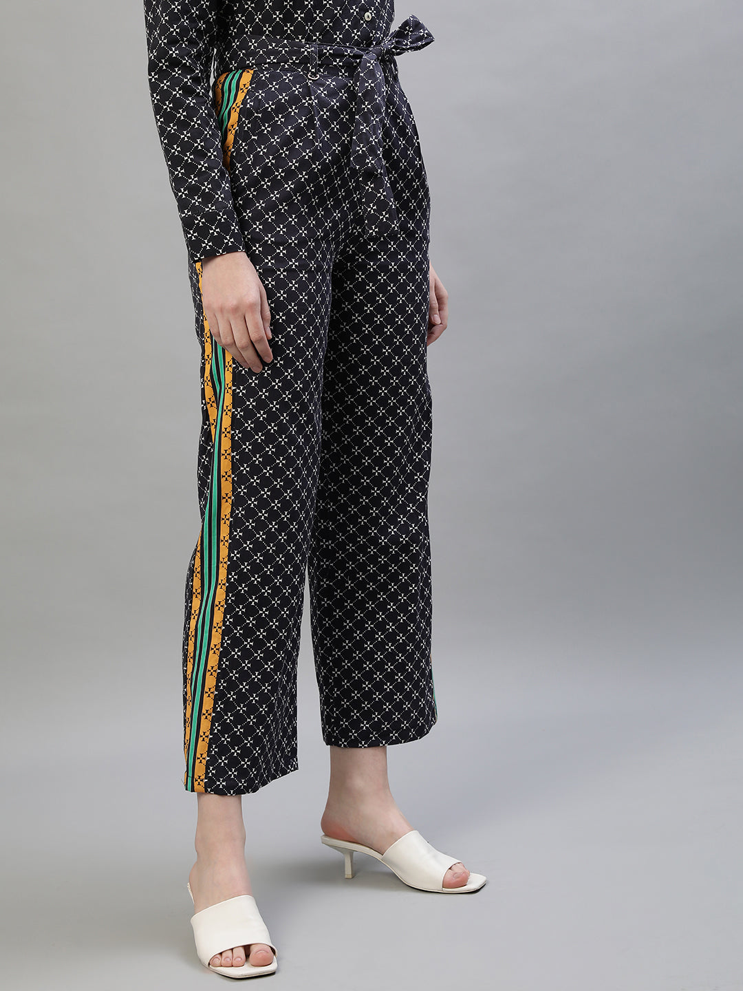 Shop Iconic Women Multi Printed Straight Fit Trouser
