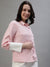 Iconic Women Pink Color Blocked Round Neck Top