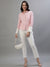 Iconic Women Pink Color Blocked Round Neck Top