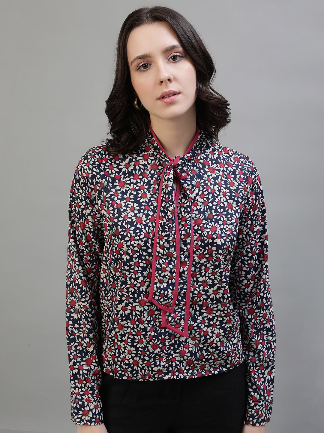 Iconic Women Multi Printed Collar Top