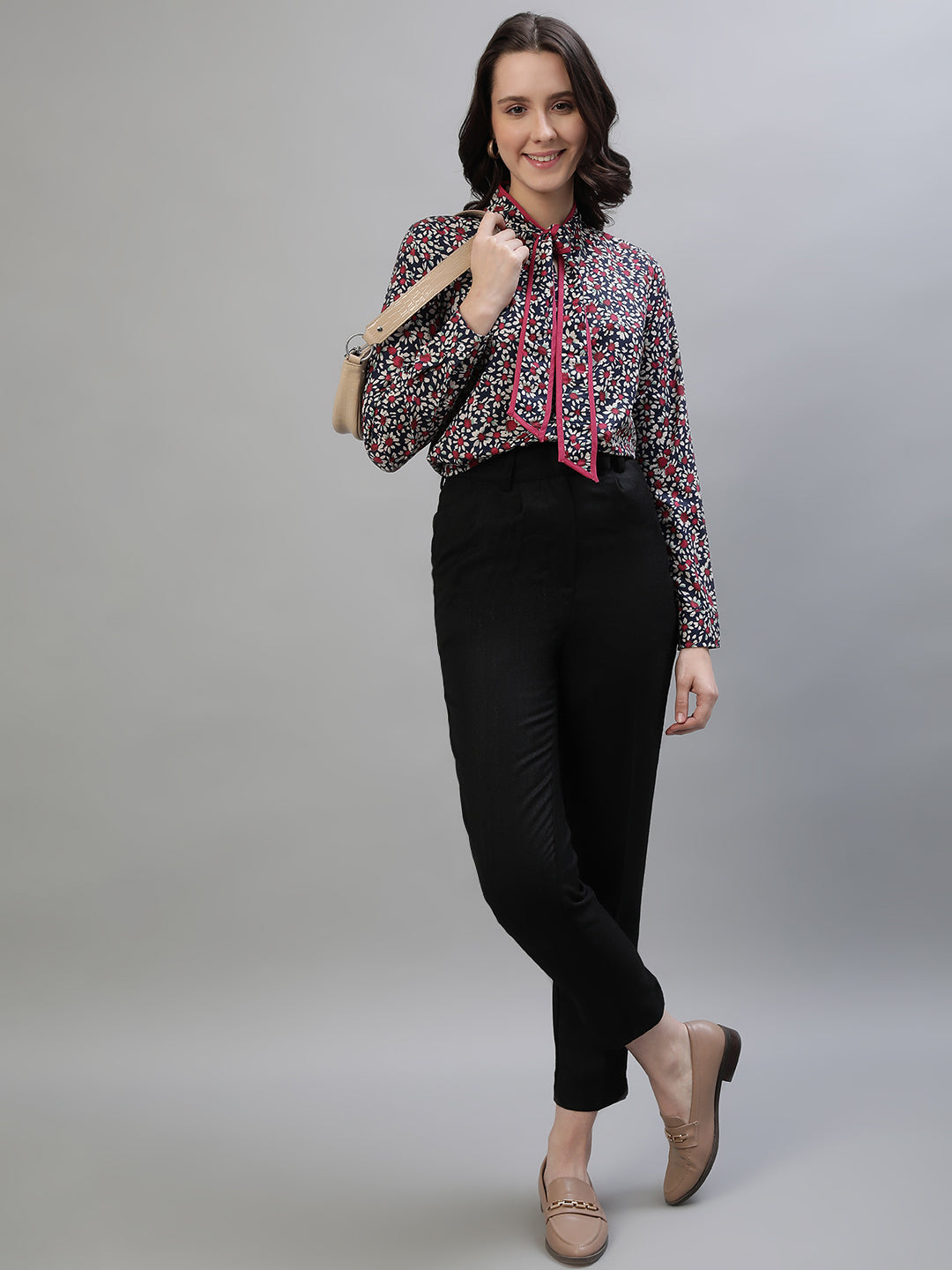 Iconic Women Multi Printed Collar Top