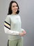 Iconic Women Mint Color Blocked Round Neck Sweatshirt