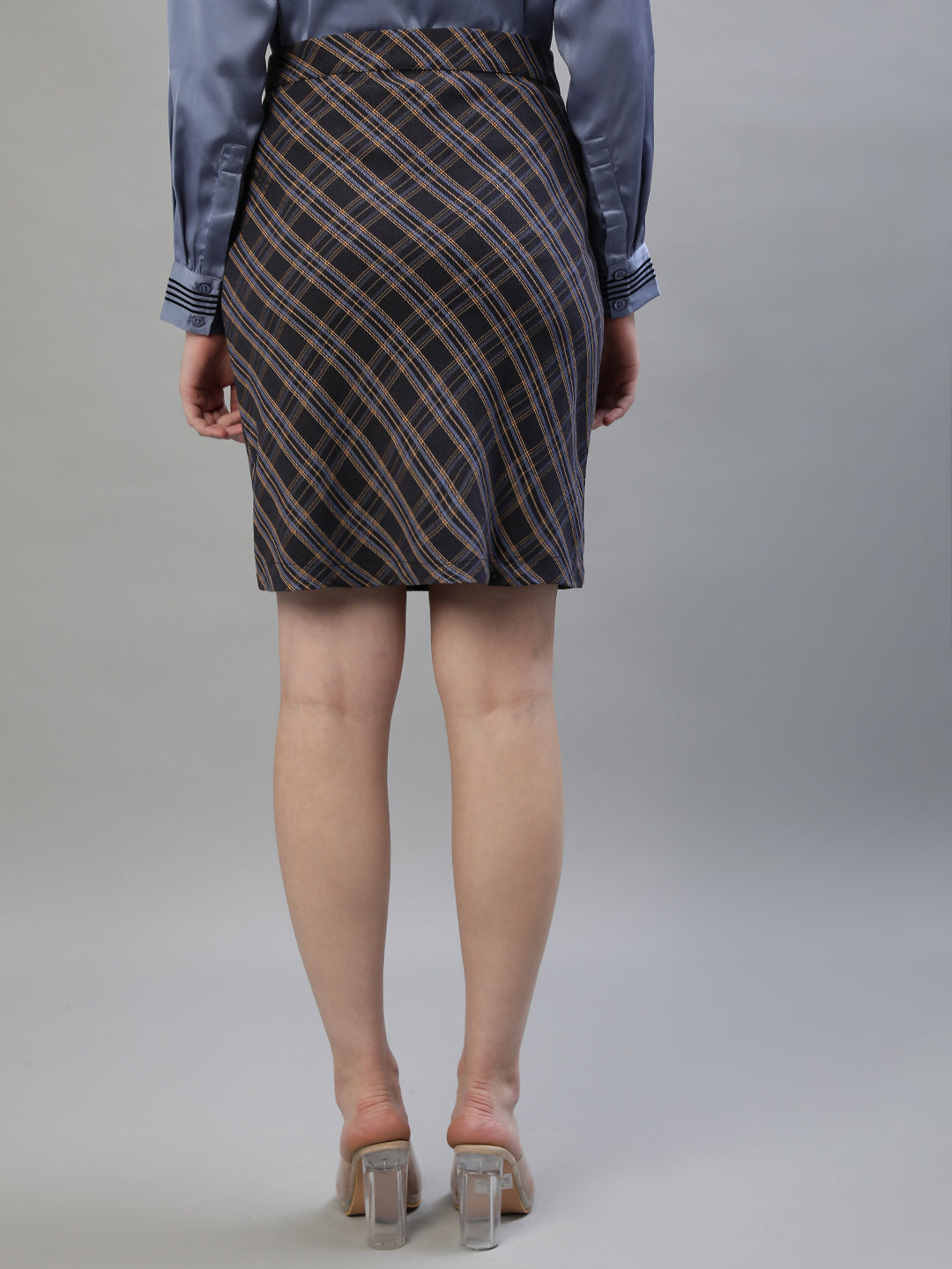 Iconic Women Multi Checked Regular Fit Skirt