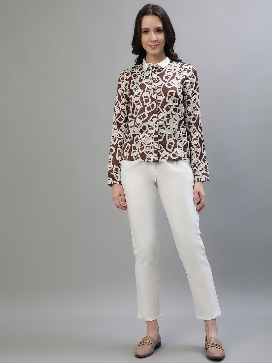 Iconic Women Multi Printed Collar Top