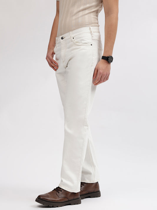 Lindbergh Men White Solid Oversized Mid-Rise Jeans