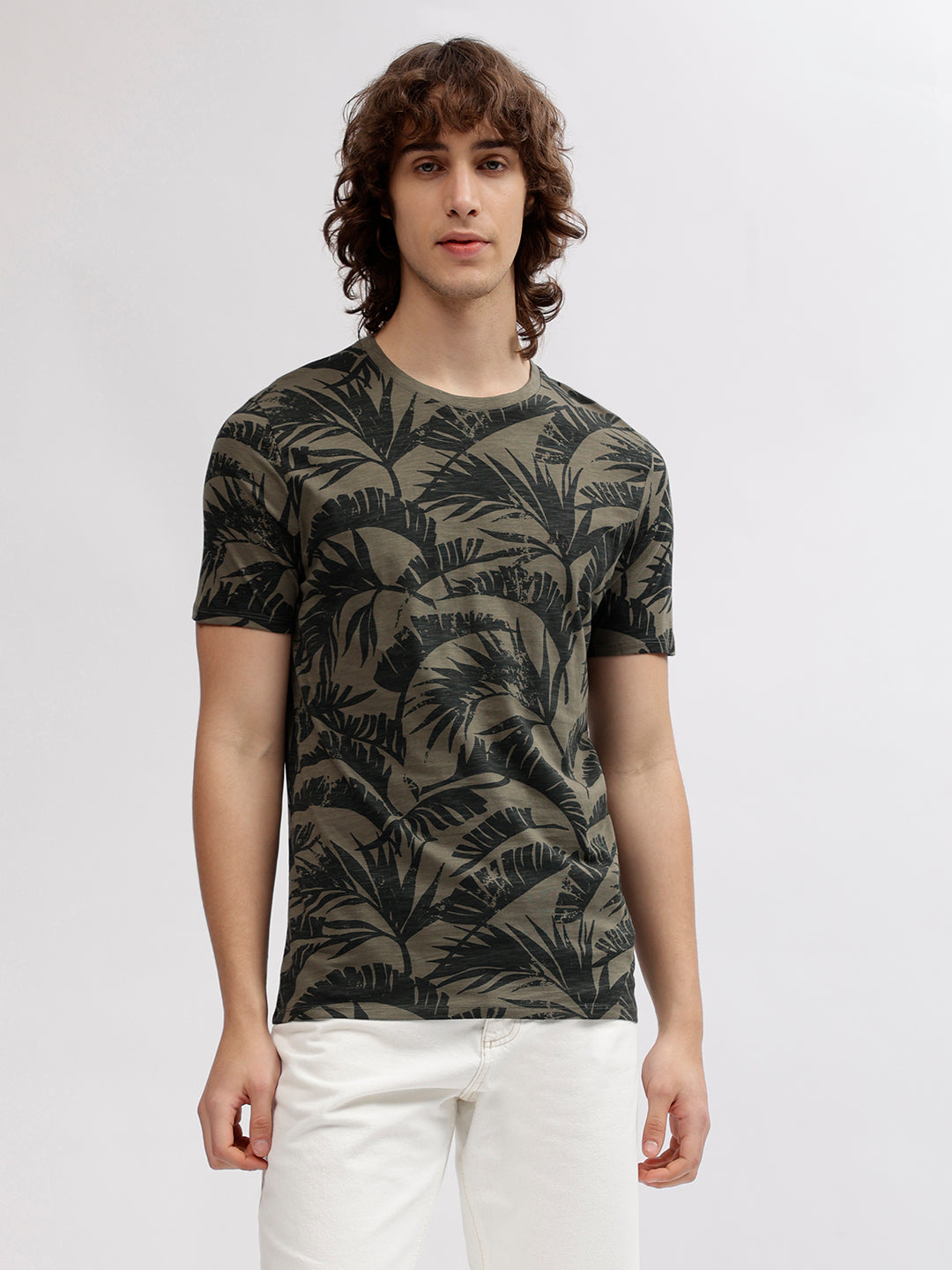 Lindbergh Men Green Printed Round Neck Short Sleeves T-shirt