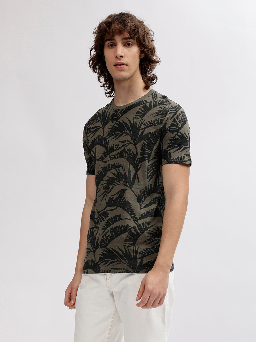 Lindbergh Men Green Printed Round Neck Short Sleeves T-shirt