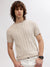 Lindbergh Men Beige Solid Round Neck Short Sleeves T-shirt