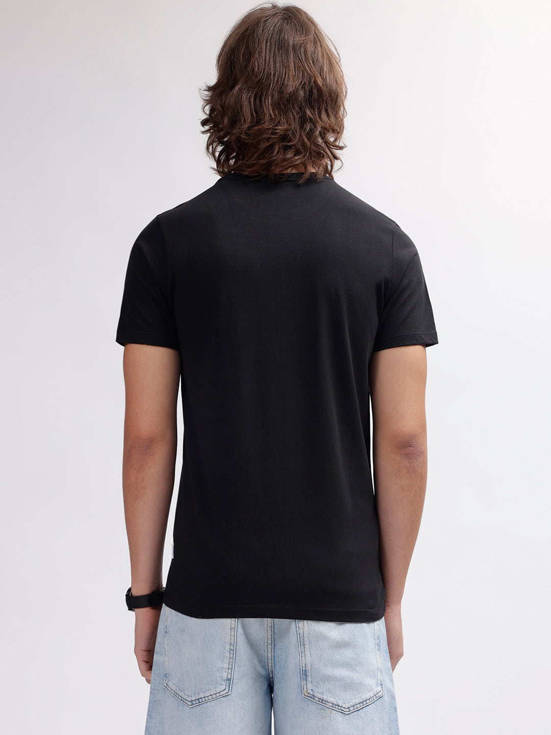 Lindbergh Men Black Solid Round Neck Short Sleeves T-shirt